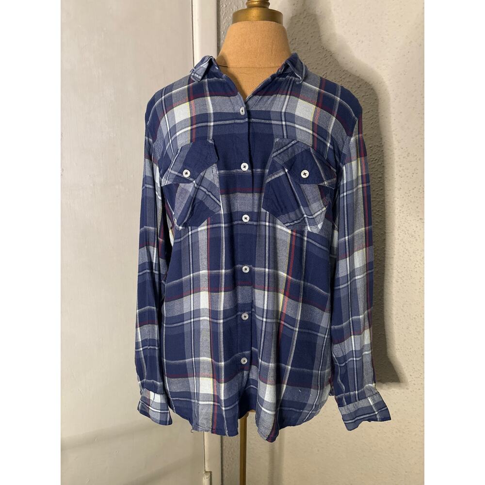 Jessica Simpson Plaid Button-down Shirt L Cabincore Winter Cowgirl Western